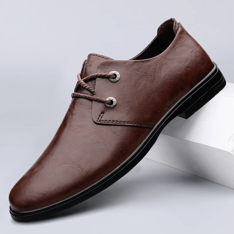 Men Plus Size Pointed Toe Dress Shoes Hot-selling Male Oxford Shoes Classic Leather Wedding Casual Shoes Derby Footwear Sneakers
