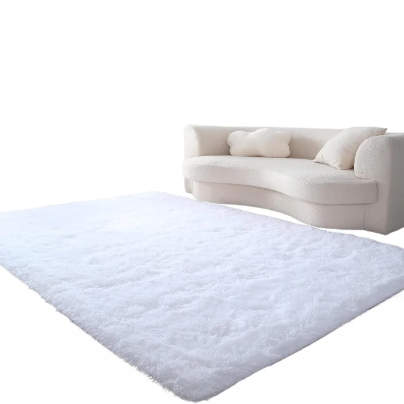Fluffy Cream White Woolen Rug for Luxurious Bedroom and Living Room Decor - Bedroom and Living Room Soft and Cozy Silk Wool Rugs view 6