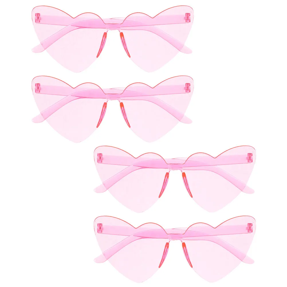 

4pcs Heart Shaped Rimless Sunglasses Frameless Glasses For Party Beach Wedding Photo Props Lightweight Durable Fun Eyewear