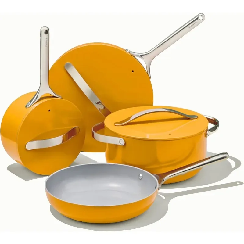 

Nonstick Ceramic Cookware Set (12 Piece) Pots, Pans, Lids and Kitchen Storage - Oven Safe & Compatible with All Stovetops