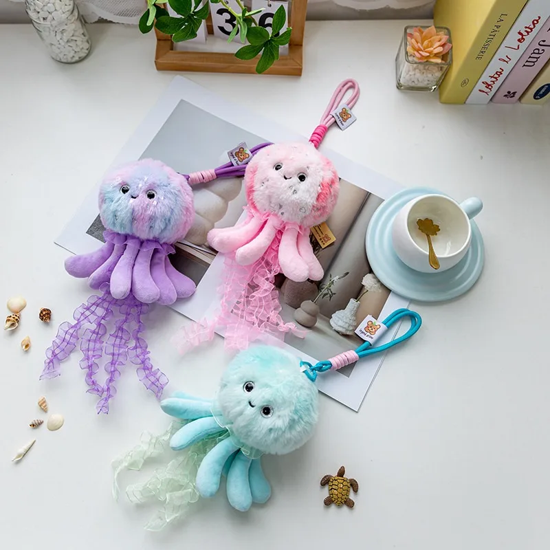 21cm criatura marina medusas juguete de peluche Anime animales de peluche llaveros bolsa colgante colgantes regalos de cumpleaños niños niña