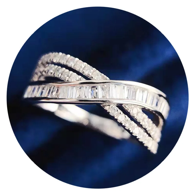 Exquisite Female Rings 925 Sterling Silver Cross Shaped Infinity Finger Rings for Women Crystal Zircon Bridal Wedding Jewelry