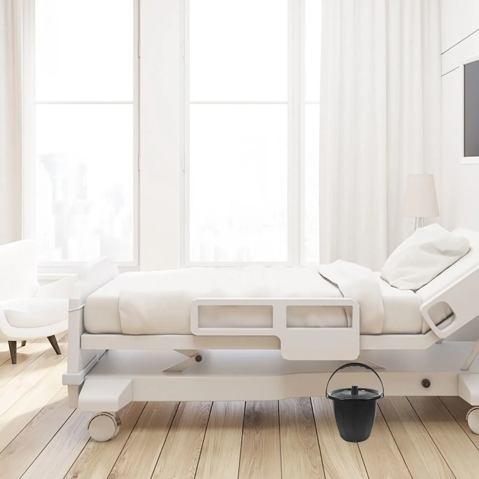 Nocnik dla dorosłych, przenośny plastikowy pojemnik na mocz, stabilny, lekki, nocnik przyłóżkowy dla osób starszych, kobiet w ciąży, do użytku domowego, wielokrotnego użytku.