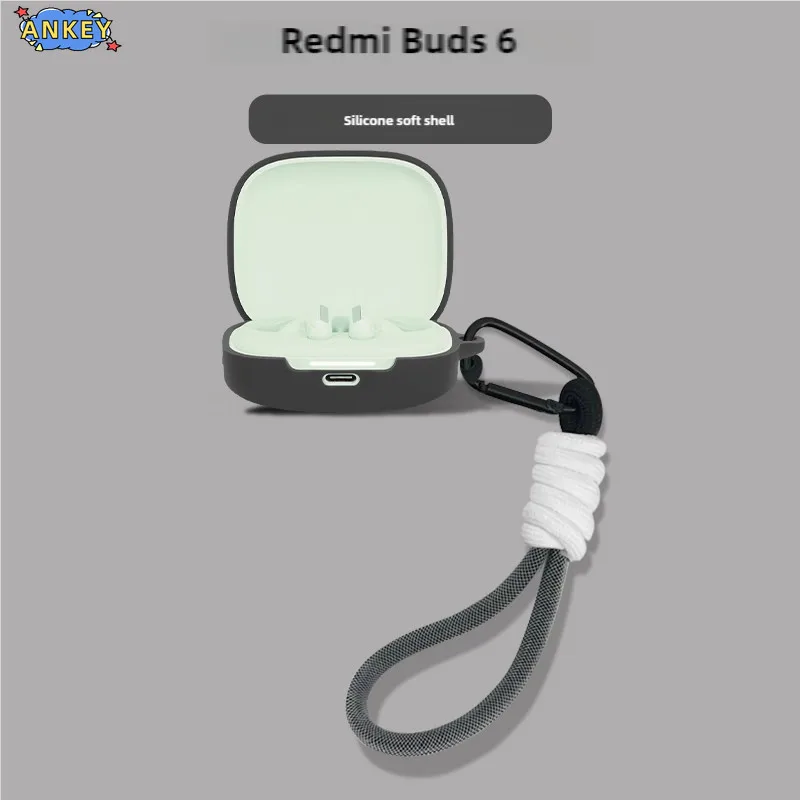 Case for Redmi Buds 6 Soft Protective Cover buds6 Nylon Lanyard Headphone Shells Anti Dust Sleeve Hand Rope Strap Accessories