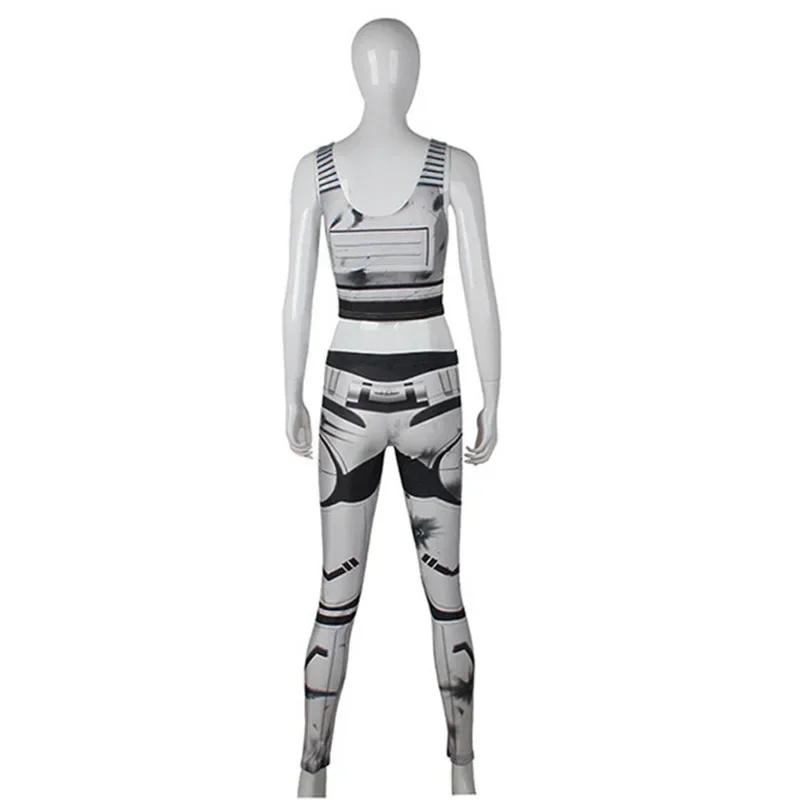 EE01 Disfraz de estrella para adultos Stormtroope Crop Moda imperial Camiseta sexy Tops Pantalones Conjuntos Leggings Mujeres Body ajustado ¡Io0!