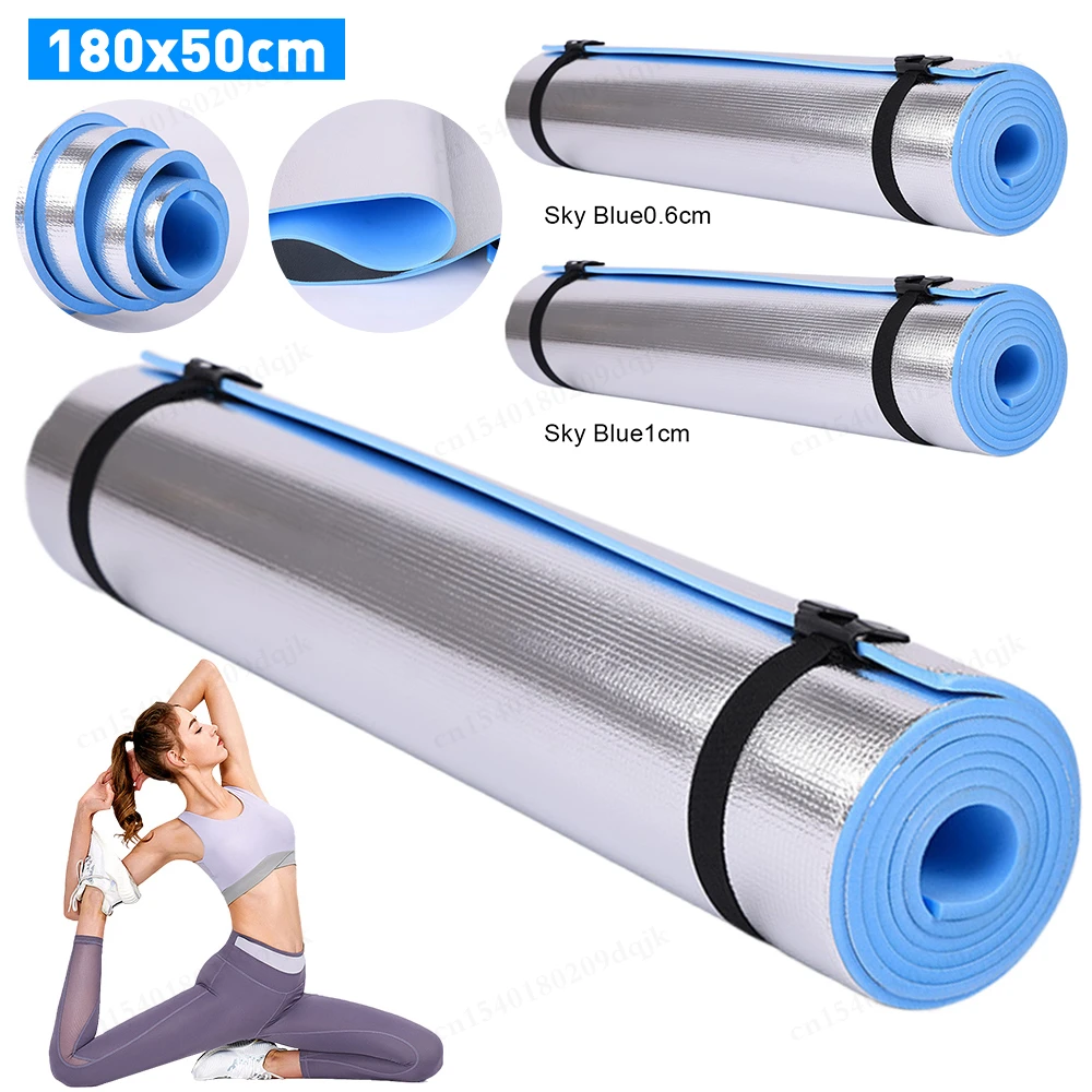 Aluminum Foil EVA Yoga Mat Non-Slip Gymnastics Fitness Pad On For Outdoor Picnic Beach Camping Mat Moisture-Proof 180x50cm