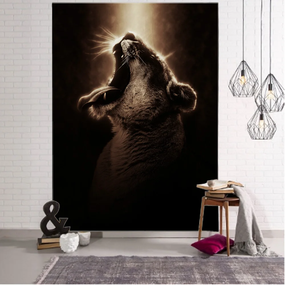 

Lion tapestry, home wall decoration, animal starry sky, room aesthetic art decoration, hippie, bohemian hanging cloth