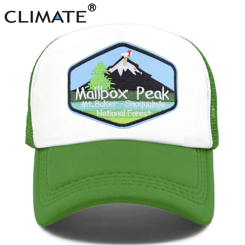 CLIMATE New Hike Green Cap Cool Mailbox Peak Trucker Cap Forest Cap Hat Peak Mountain Hiking Baseball Cap Cool Summer Mesh Cap