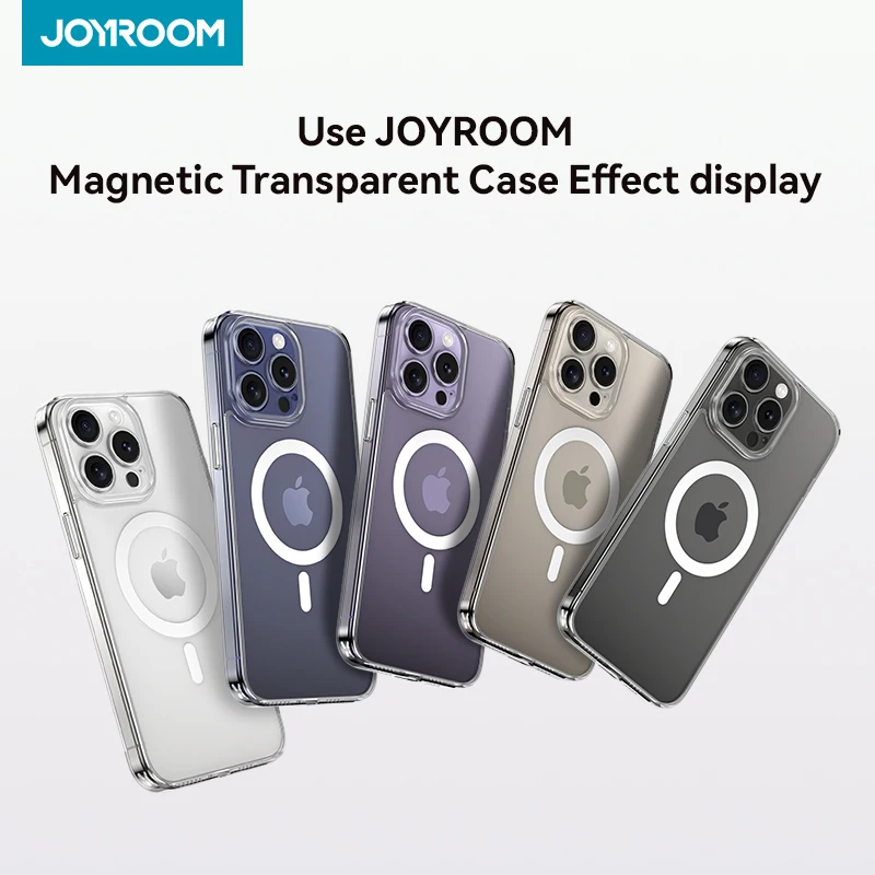 Joyroom Transparent Magnetic Case Wireless Charge Cases For iPhone 15 14 Pro Max Shockproof Cover Magnetic Back Cover