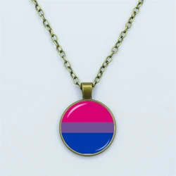 Rainbow Flag Gay Pride Necklace Lesbian LGBT Pride Colorful Glass Cabochon Glass Dome Pendant Fashion Jewelry