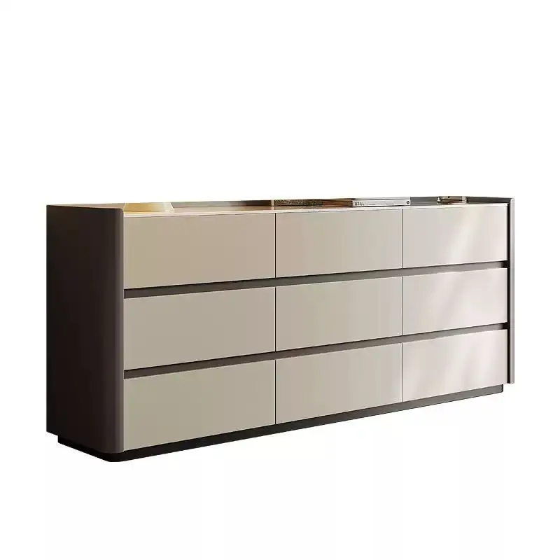 Nine-bucket cabinet luxury multi-layer solid wood living room storage sofa side cabinet