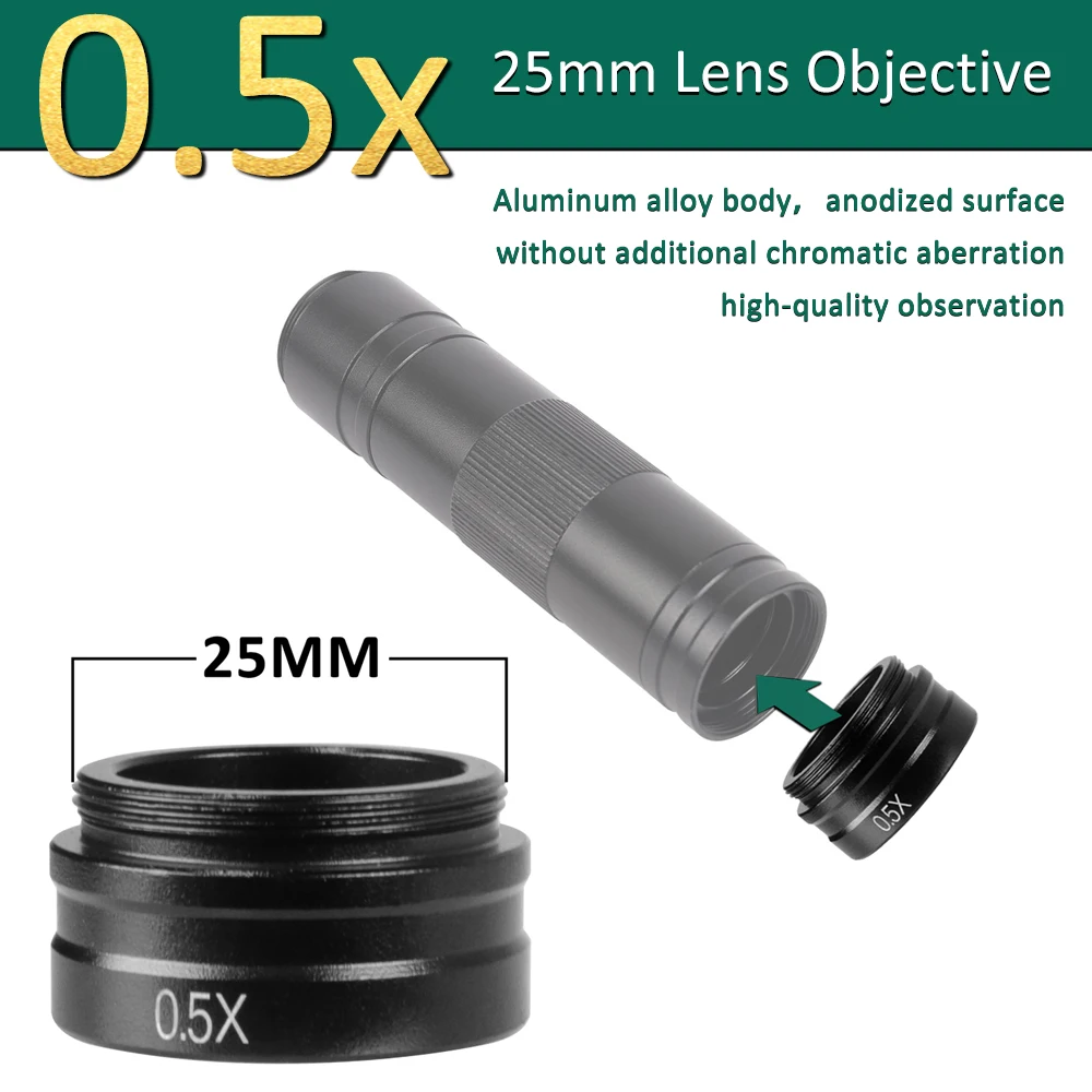 0.5X Auxiliary Barlow Lens 25mm Thread Diameter Suitable For YIZHAN-150x C-Mount Zoom Lens Increase Focus Field Of View Original