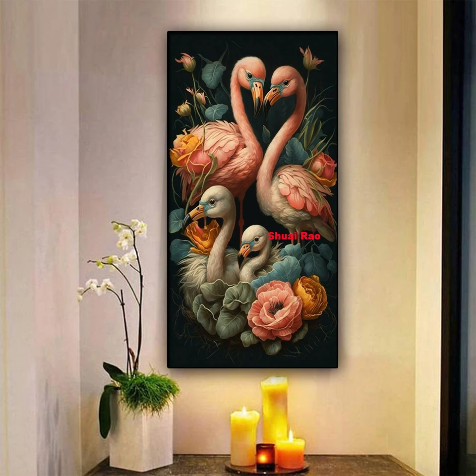 Jewelry cross stitch Flamingo Family 5d DIY diamond painting Full Drill Mosaic Diamond Embroidery Jungle animals Home Decor