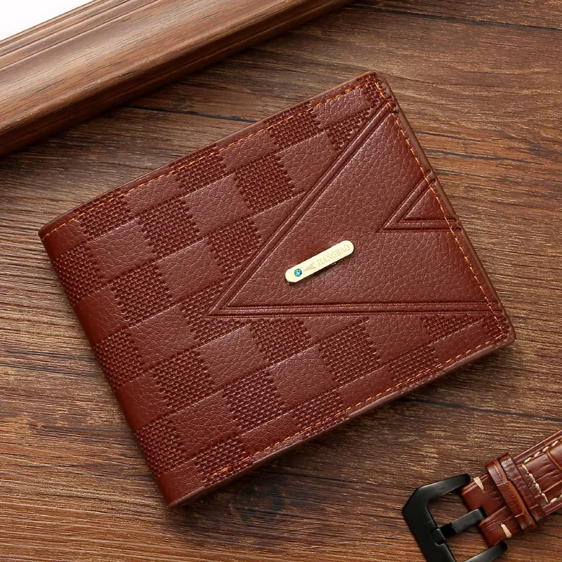 Men's Wallet Short Large Capacity Business Wallet Soft Leather Stitching Folding Coin Purse Multi-Card Credit Card Bag Men