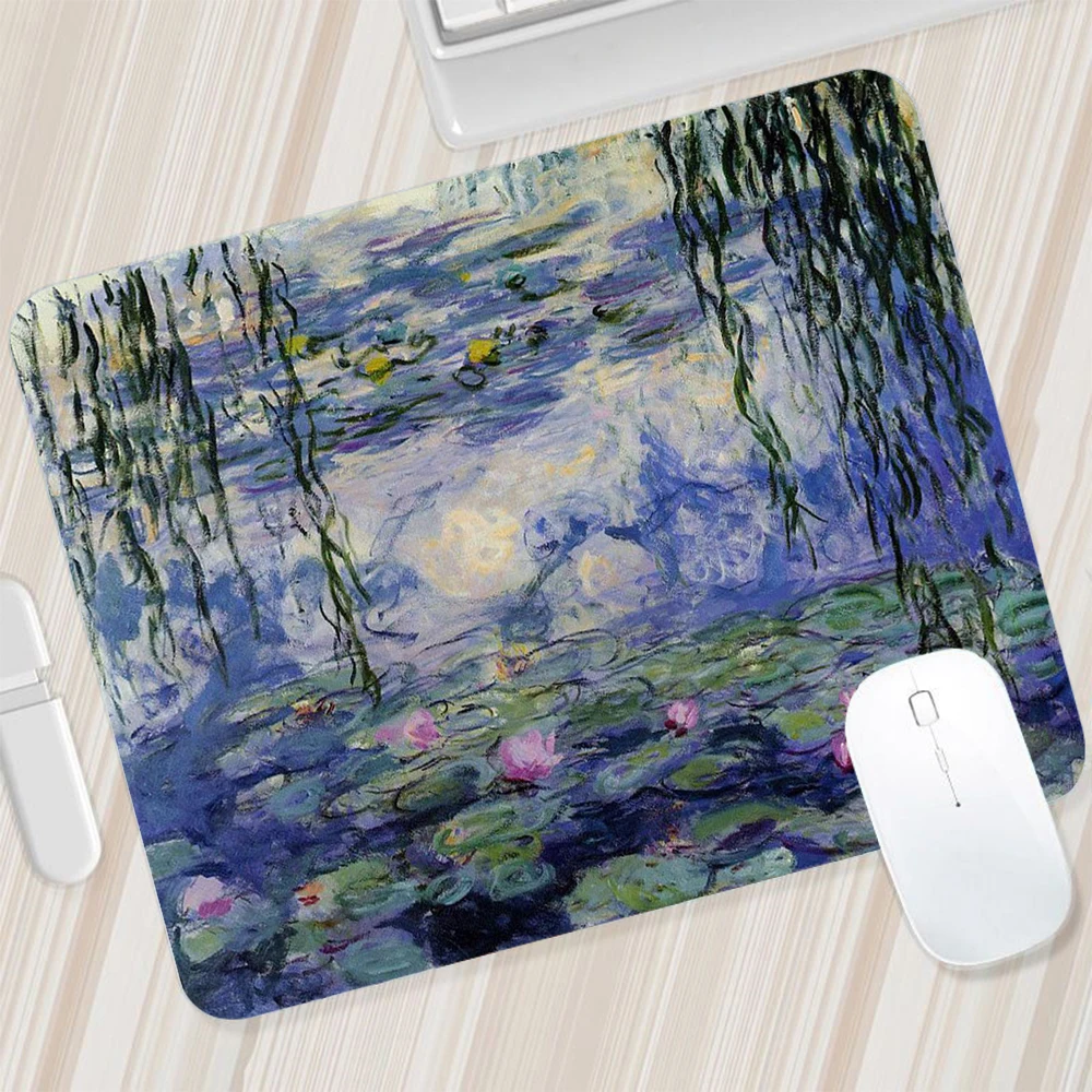 Art Oil Painting Small Mouse Pad Gaming Laptops Mousepad Gamer Carpet Keyboard Mat Desk Protector Anime Cartoon Mouse Pads 18X22