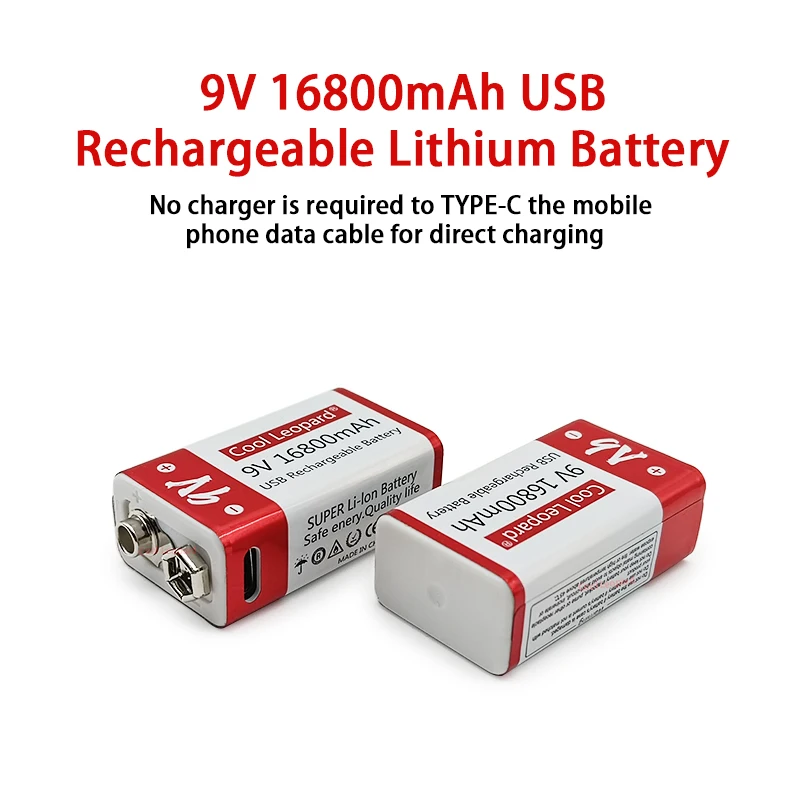

9V Rechargeable Battery High Capacity 16800mAh 6F22 Micro USB 9V Lithium Batteries,For RC Helicopter Multimeter Toy Microphone