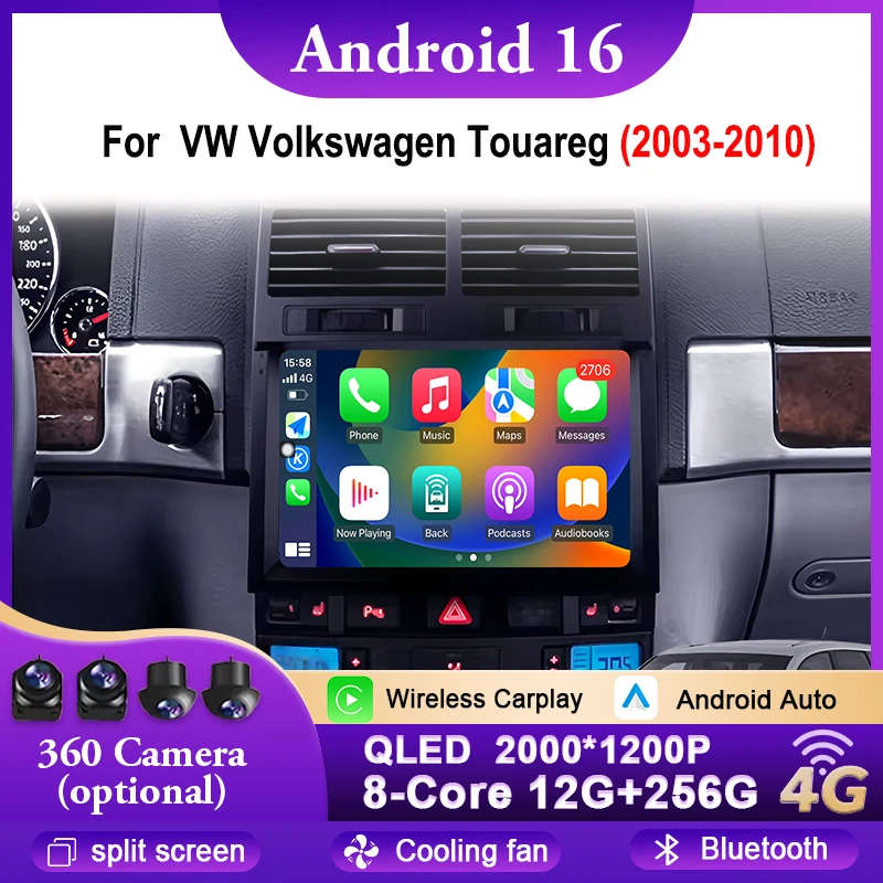 

Android 16 For VW Volkswagen Touareg 2003-2010 Carplay Auto GPS Car Radio Navigation Multimedia Video Player Stereo Bluetooth