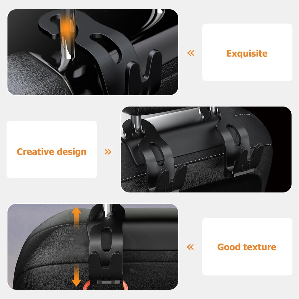 

3pcs Hooks for Purses Bags Black ABS Material Headrest Hooks Car Organizer Sturdy Reliable Keeps Car Organized Enjoyable Ride