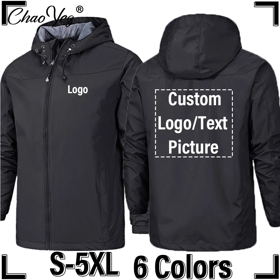 New Custom Logo Men Jacket DIY Print Brand Zipper Coat Windproof Waterproof Jacket Unisex Outdoor Jackets Sportswear Autumn