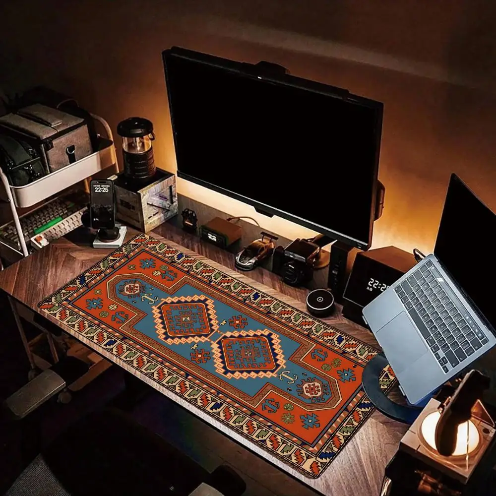 Bohemian Kilim Rug large mouse pad desk pad rubber anti-slip edge locking office mat pc accessories gaming mats Computer Desks