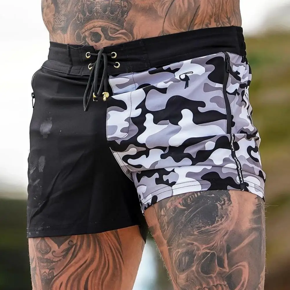 

Шорты мужские с регулируемым шнурком, пляжные с камуфляжным принтом, с эластичным поясом, регулируемый шнурок, с карманами на молнии, летние