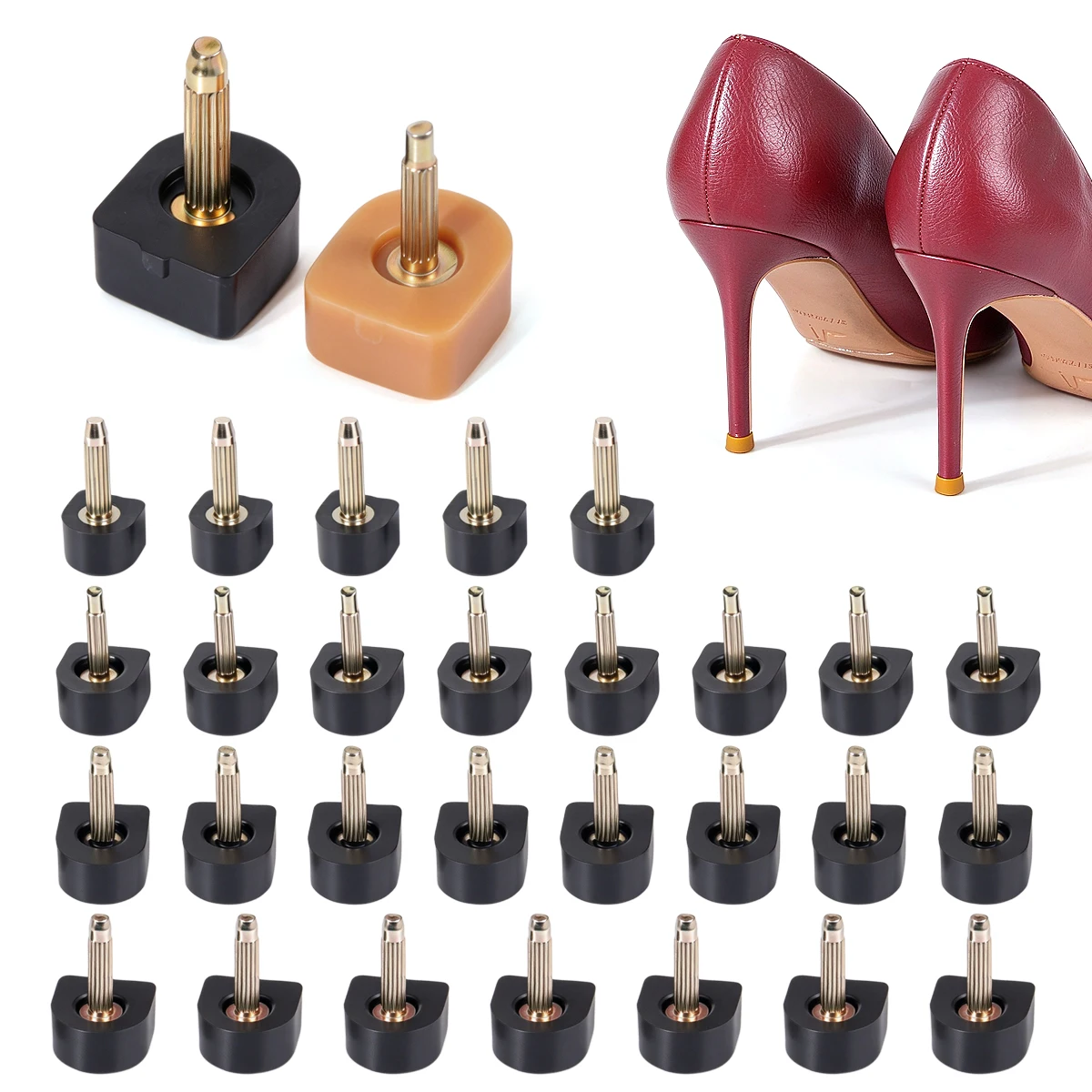 6Pcs High Heel Repair Pins Stiletto Replacement Dowel Shoe Repair Heel Stoppers Protect Black Heel Tips