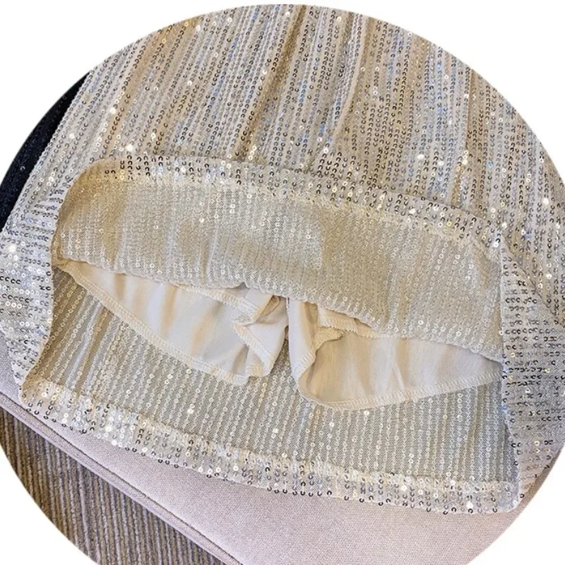 2025 ผู้หญิงใหม่ Elastic High เอวแฟชั่นประกายเซ็กซี่สีทึบ Slim Elegant Hip Wrap A-Line กระโปรงลําลอง ZT672