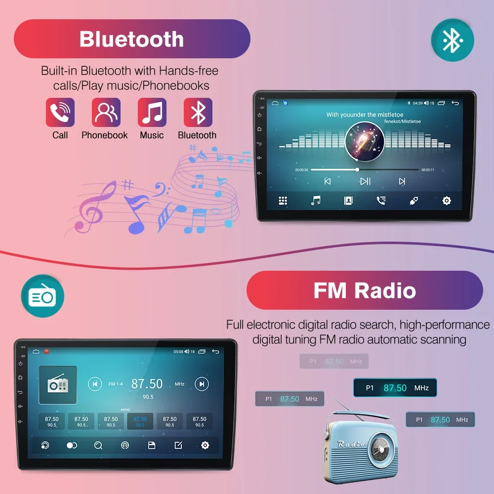 Junsun Android 15 Car Multimedia Player Touch Screen Head Unit Stereo Radio for Toyota Tacoma 2016 2017 2018 2019 2020 2021 Built In Wireless Carplay Android Auto GPS Navigation Bluetooth 5.0 4G LTE 5G WiFi AI Voice Control - view 7