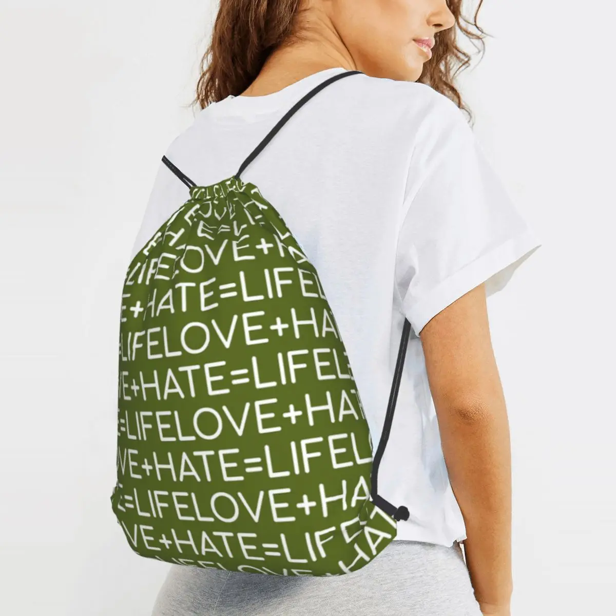 Love And Hate Equals Life Backpacks Portable Drawstring Bags Sports Bag Book Bags for Man Woman Students