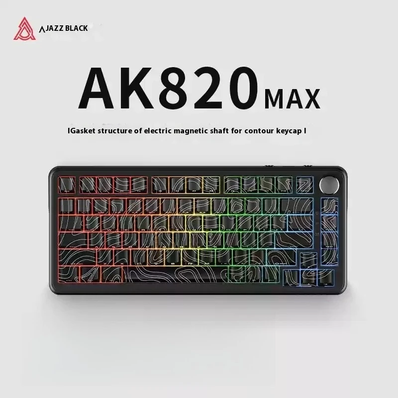 아자즈 AK820 맥스 기계식 키보드 유선 75% 화이트 라이트 가스켓 풀 키 핫스왑 e스포츠 게이밍 키보드 PC 노트북용 커스텀