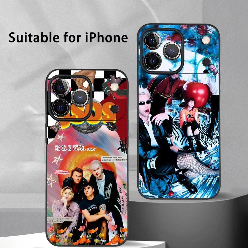 Popular Rock Band 5-5SOS Phone Case For IPhone 17 16 15 14 13 12 11 Pro Max Plus Mini Black Frosted Soft Shell Funda