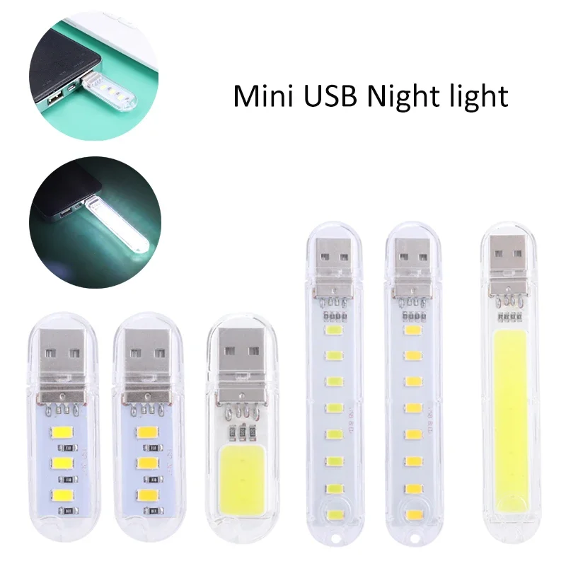 Portable Mini USB COB LED Light Bulbs Flashlight Night Light Book Lights Table Lamp Bedroom Emergency Reading Power Bank Laptop