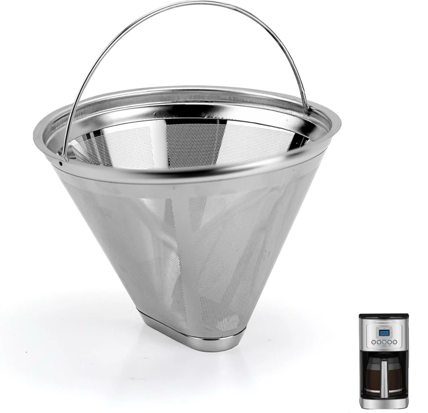 Filtro de Café Reutilizável Compatível com Cafeteira Cuisinart, Filtro Permanente de Malha de Aço Inoxidável 304 para Cuisinart 10-14 xícaras