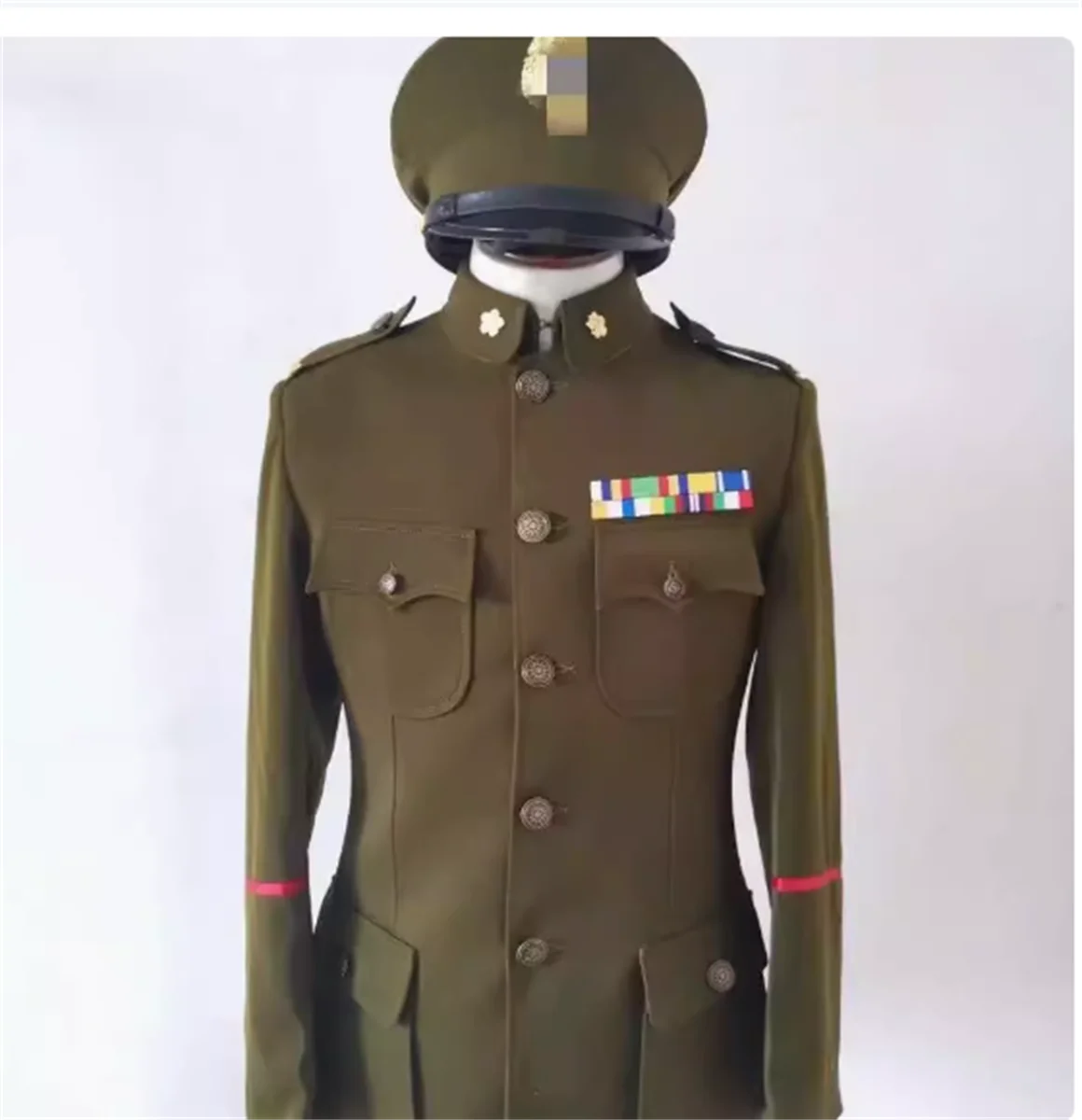 Fato militar Kuomintang masculino, jaqueta de oficial, calça e chapéu, primavera