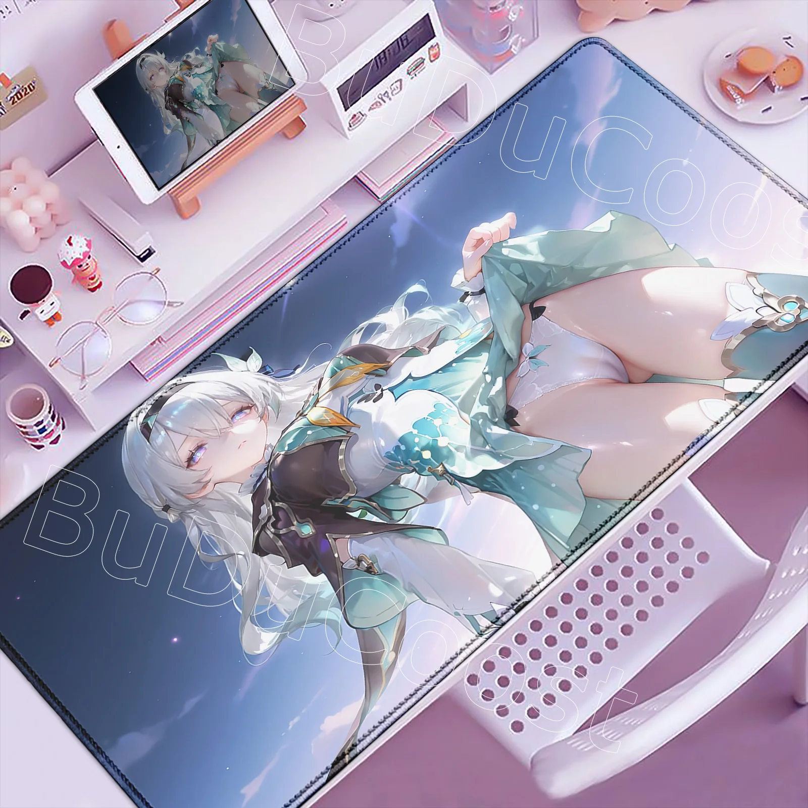 

Pretty Firefly Mouse Pad Honkai Star Rail Kawaii Mousepad PC Computer XXL900x400mm Mouse Mat Keyboard Anime Girl Gaming Desk Mat