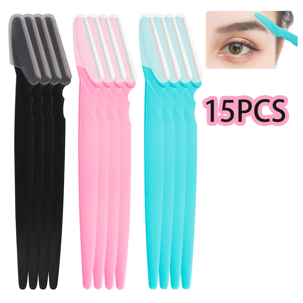 15Pcs Eyebrow Razor For Women Multipurpose Exfoliating Dermaplaning Tools Facial Razor With Precision Cover Small Makeup Tools