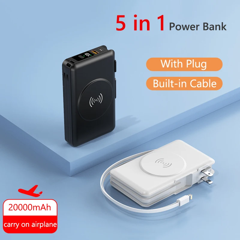 

5 in 1 Magnetic Wireless Power Bank 22.5W Fast Charge for Xiaomi Huawei iPhone OPPO Portable Battery Pack Powerbank Wall Charger