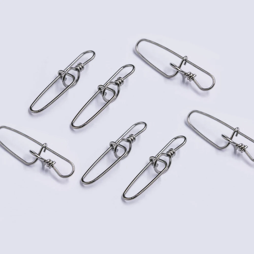 

20pcs Stainless Steel Double Insurance Inside Lock Pin Saltwater Fishing Quick Ringlock Snap Hard Soft Lure Bait Connector
