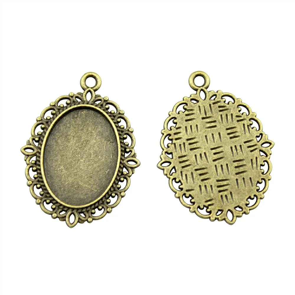 WYSIWYG 30x40mm 18x25mm 13x18mm Inner Size Vintage Antique Silver Color Antique Bronze Color Oval Cameo Cabochon Base Setting