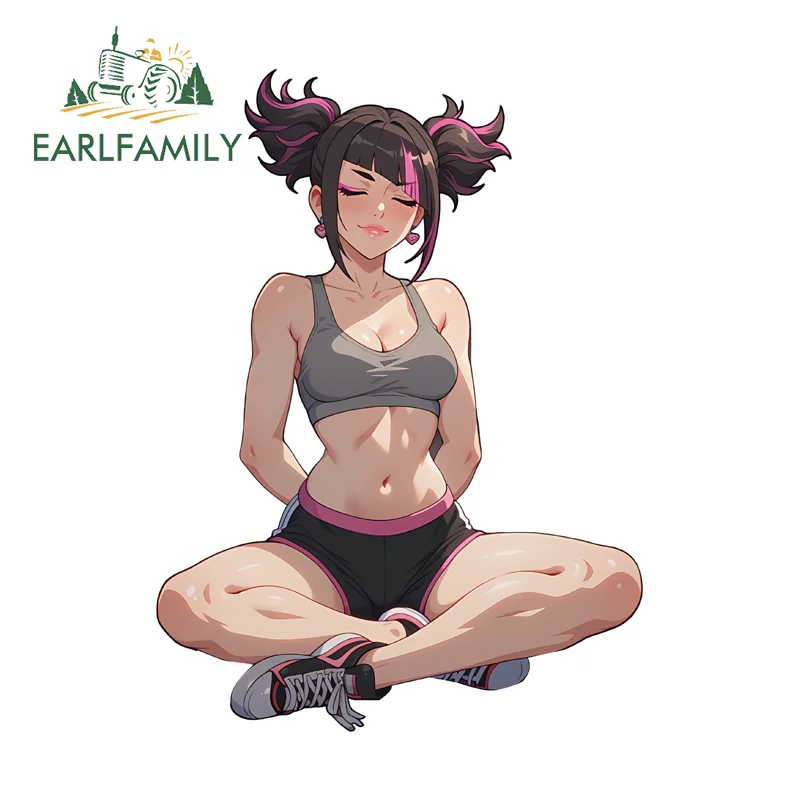 EARLFAMILY Juri Han Yoga Training Car Stickers Attractive Creative SUV Decals Simple Practical Waterproof Accesorios Para Auto