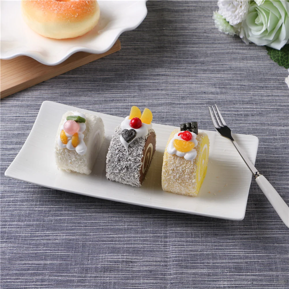 

Rectangular Ceramic Dish 10inch Striola White for Steak Bread Sushi Western Food Plate Decorative Party Tableware