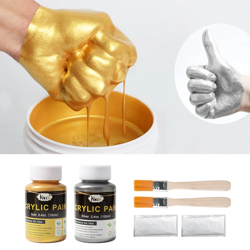 100ml Gold Paint Metallic Acrylic Paint Waterproof Not Faded For Statuary Coloring DIY Hand Clothes Painted Graffiti Pigments