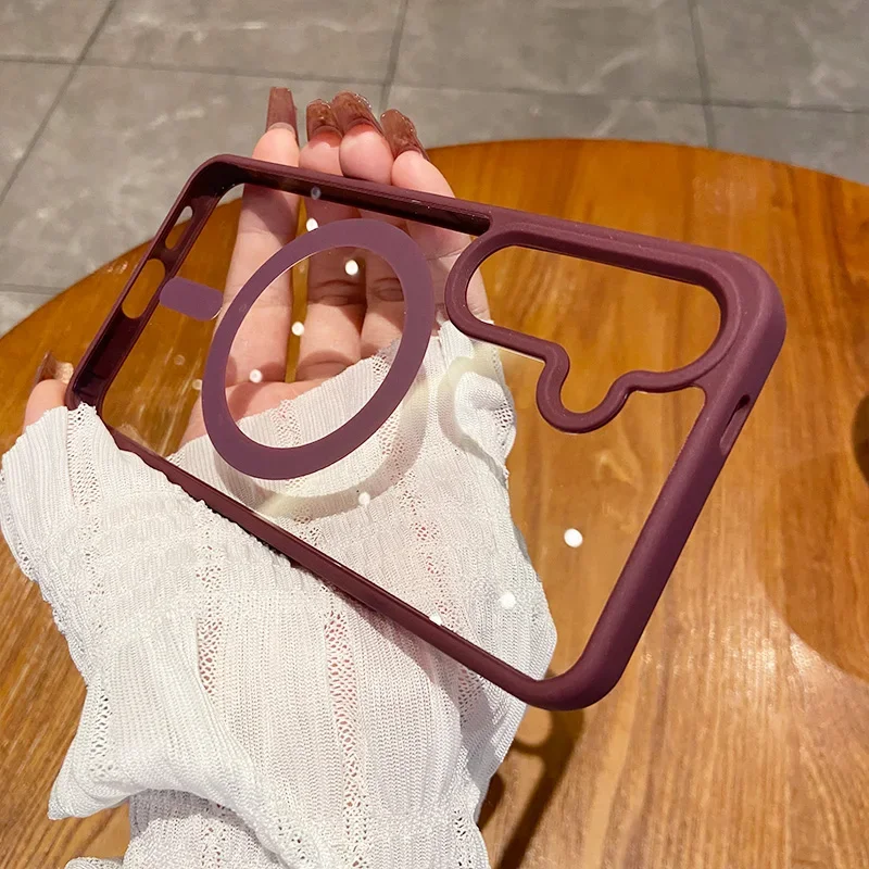 Colour Magsafe Wireless Charge Case for Samsung Galaxy S25 S22 S23 Plus S24 Ultra FE Clear Shockproof Magnetic Bumper Cover - náhled 2