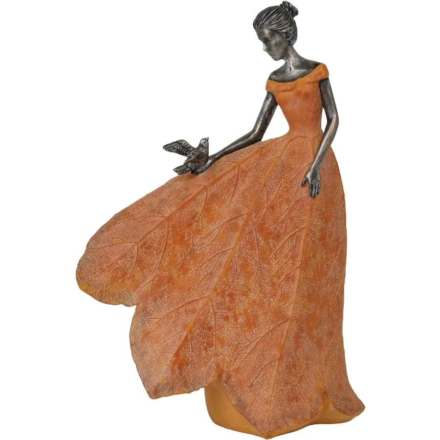 

Guichifun Fairy Statue Collection Home Decoration - Orange Leaf Angel Girls Resin Fall Christmas Decor for Outside or Inside Ru