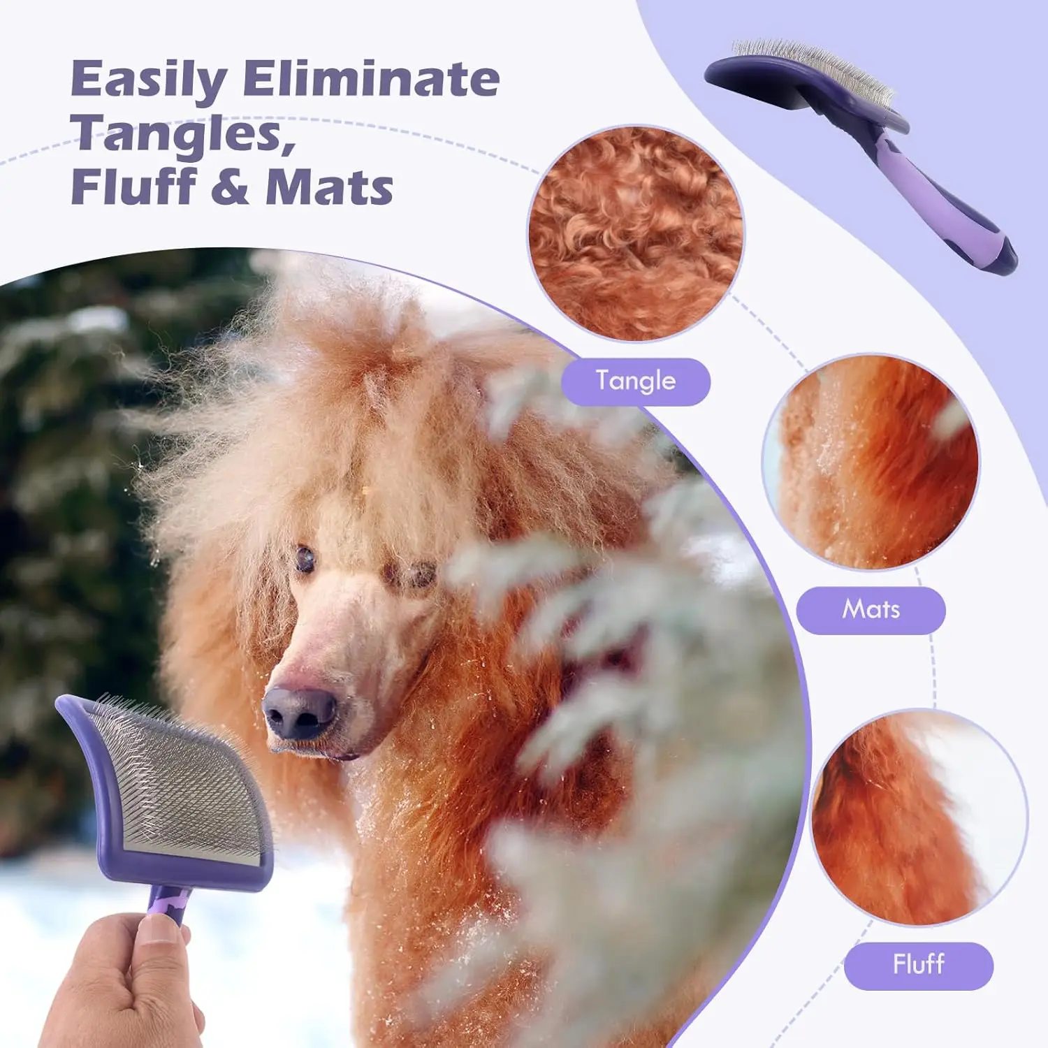 Dog Brush for Poodles Grooming Brush for Dematting Detangle Poodles German Shepherd Hair Pitbulls Yorkies Retriever Bathing view 2