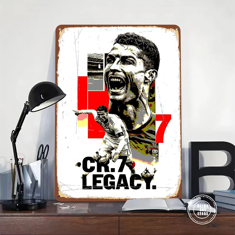 Cristiano Ronaldo CR7 Legacy Metal Poster Customized Wall Art Retro Vintage Tinplate Signs for Man Cave Modern Home Decoration