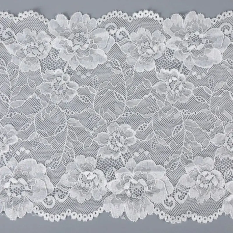 3 \ 5 Yards 21cm schwarz weiß Spitzens toff DIY Handwerk Nähen Dekoration Zubehör für Kleidungs stücke elastische Spitzen besatz – Detail 5