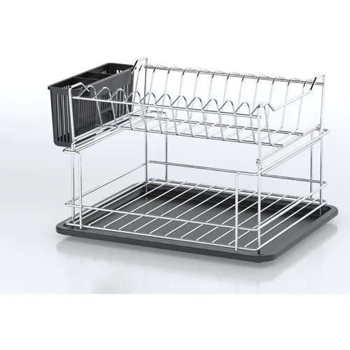 Techno-wire KB010 Two-Layer Dish Rack-Chrome + Black