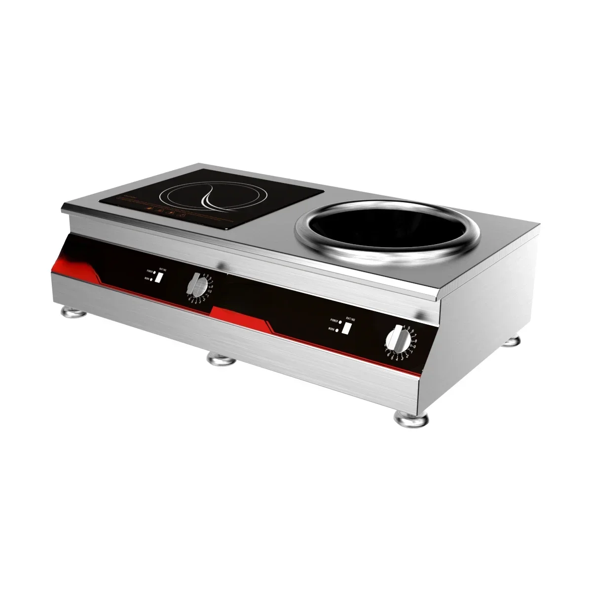 Induction Cooker 2 Burner Flat Plate Plus Concave Plate Multi Use Commercial Electric Cooktops