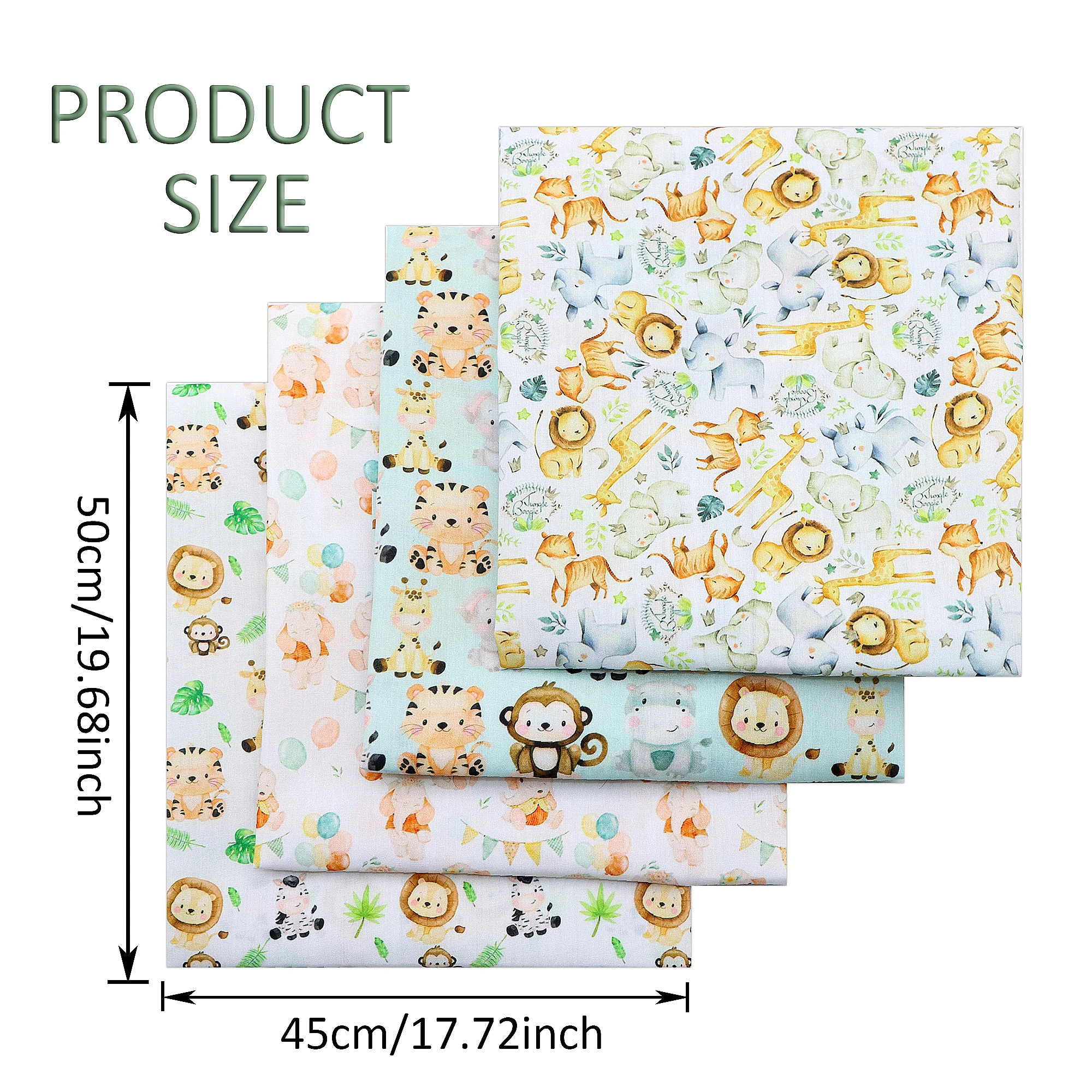 50*45cm Monkey Deer Elephant Tiger Animals Zoo Polyester Cotton Fabric DIY Tissue Sewing Quilting Fabrics Needlework Material